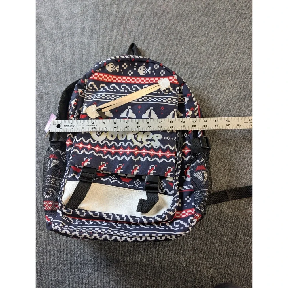 Cookies Backpack Fair Isle Sailboat Pattern Navy Red White NWT Netted Pockets
